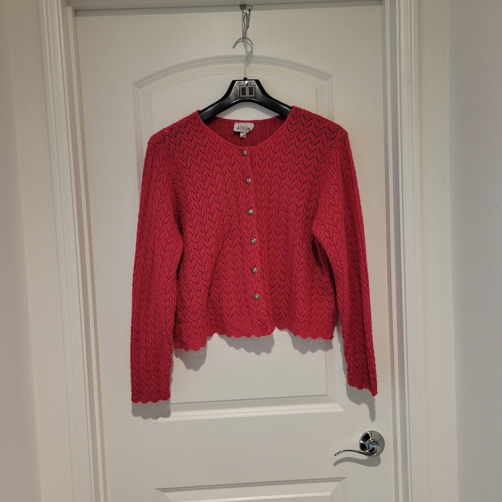 Bright Lights Knit Pink Carnigan Sweater. Size large. #271